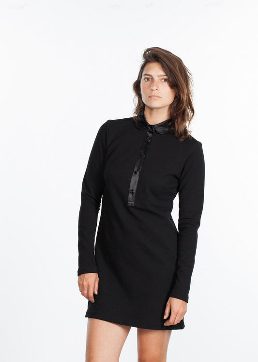 Fleece Jersey Dress in Black Bis
