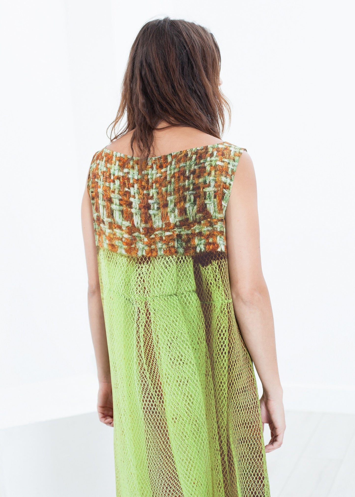 Silk Shift in Tweed and Net Bis2